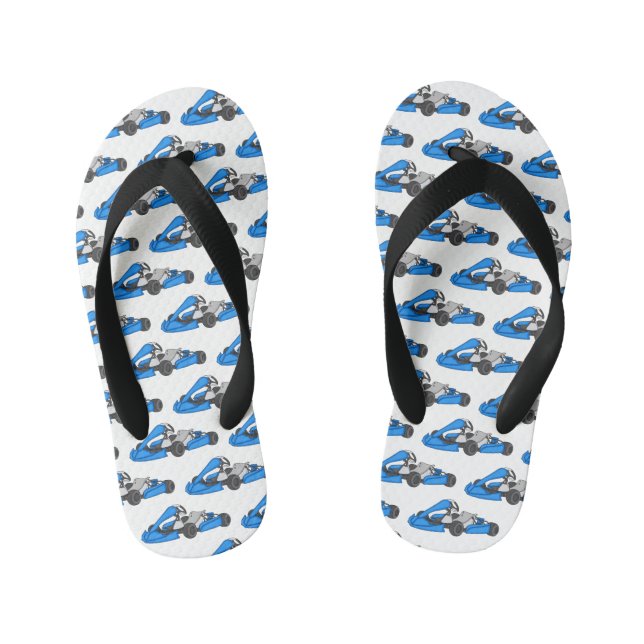 Kart racing cartoon illustration kid's flip flops (Footbed)