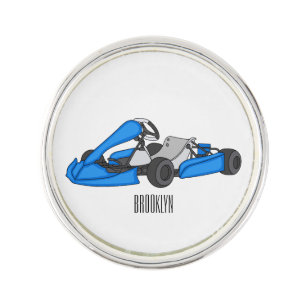 Kart racing cartoon illustration lapel pin