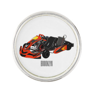 Kart racing cartoon illustration lapel pin