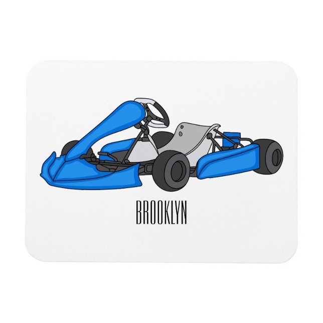 Kart racing cartoon illustration magnet (Horizontal)