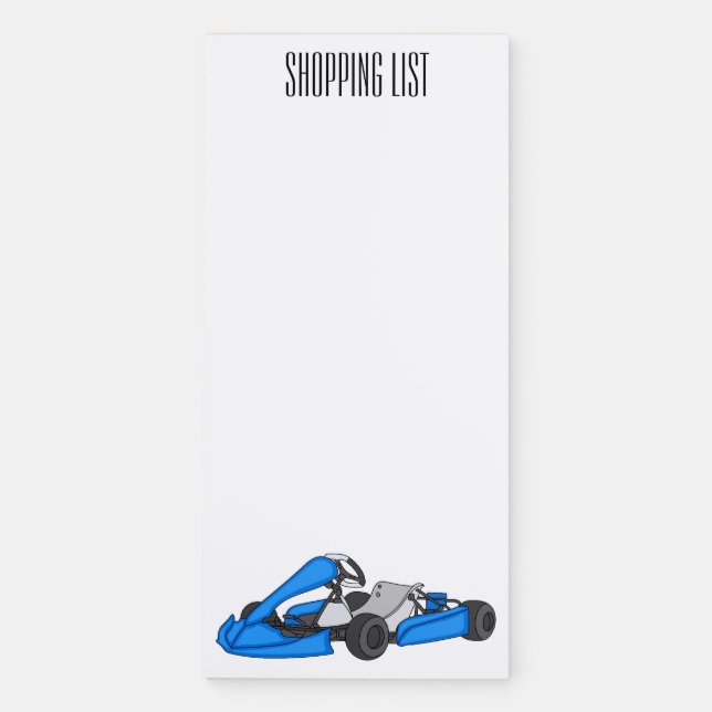 Kart racing cartoon illustration magnetic notepad (Front)