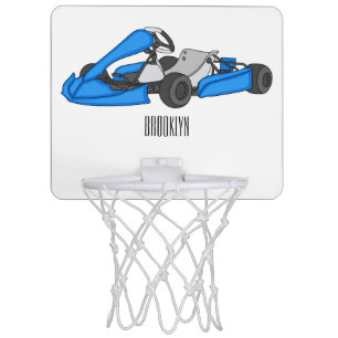 Kart racing cartoon illustration mini basketball hoop