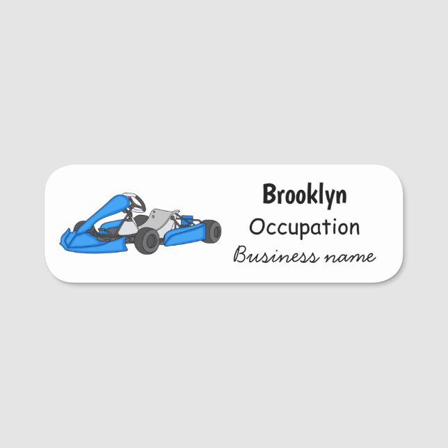 Kart racing cartoon illustration name tag (Front)