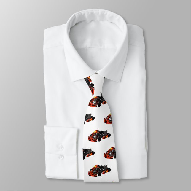Kart racing cartoon illustration neck tie (Tied)