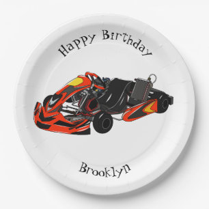 Kart racing cartoon illustration paper plates
