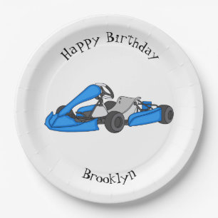 Kart racing cartoon illustration paper plates