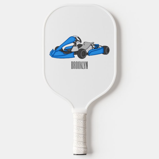Kart racing cartoon illustration  pickleball paddle (Front)