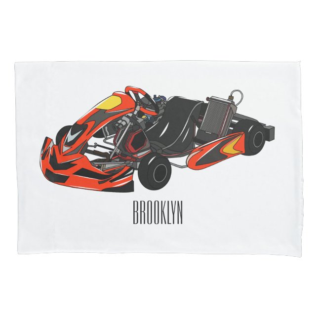 Kart racing cartoon illustration pillow case (Front)