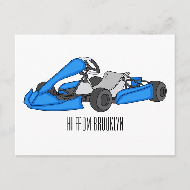 Kart racing cartoon illustration  postcard (Front)