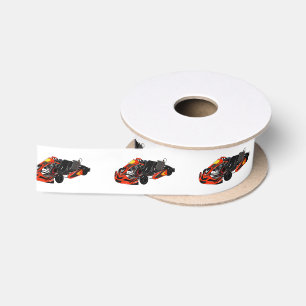 Kart racing cartoon illustration satin ribbon