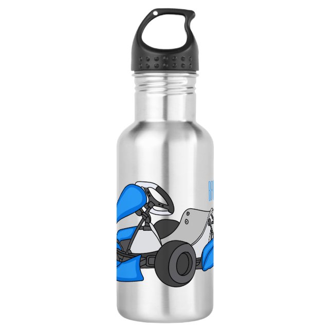 Kart racing cartoon illustration stainless steel water bottle (Front)