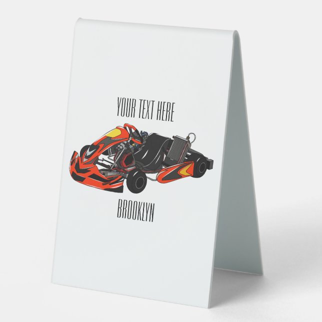 Kart racing cartoon illustration table tent (Front)
