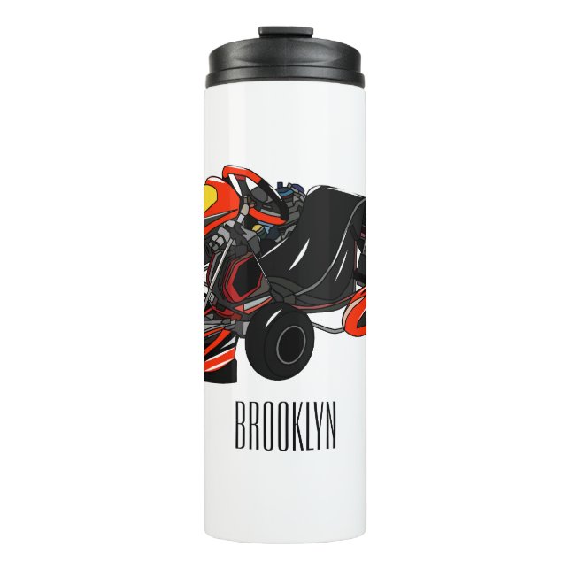 Kart racing cartoon illustration thermal tumbler (Front)