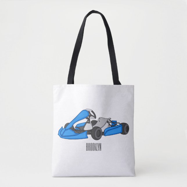 Kart racing cartoon illustration tote bag (Front)
