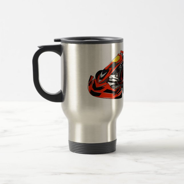 Kart racing cartoon illustration travel mug (Left)