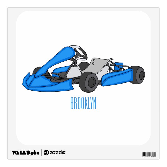 Kart racing cartoon illustration wall decal (Front)