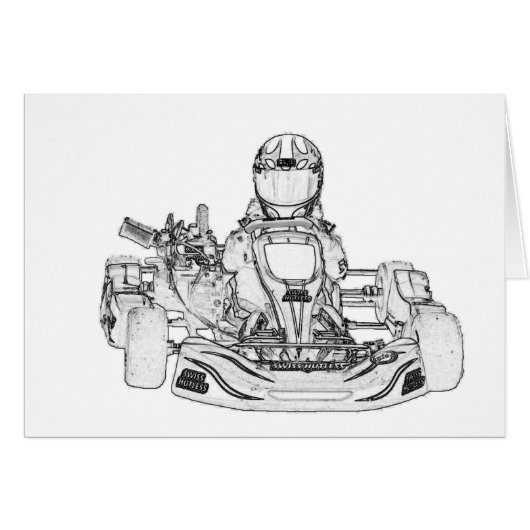 Kart Racing pencil sketch Cards (Front Horizontal)