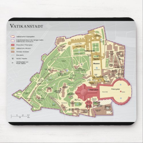 Karte der Vatikanstadt Vatican City Diagram Mouse Pad