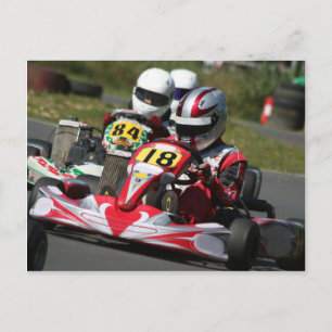 Karting karts minimax motor sport action racing postcard