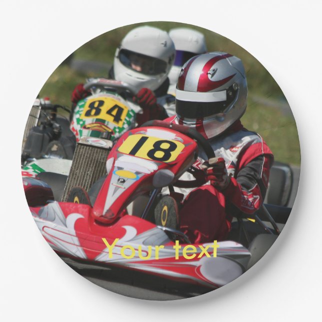 Karting party paper plates Go Karts (Front)