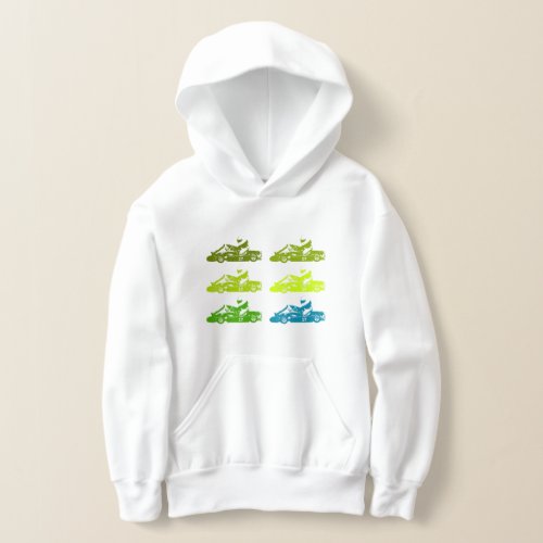 Karting race on childrens sweatshirt hoodie