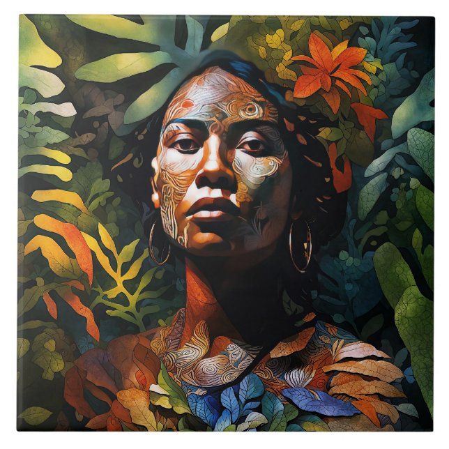 “Karuma” Jungle Dream - Women In Amazonia    Ceramic Tile (Front)