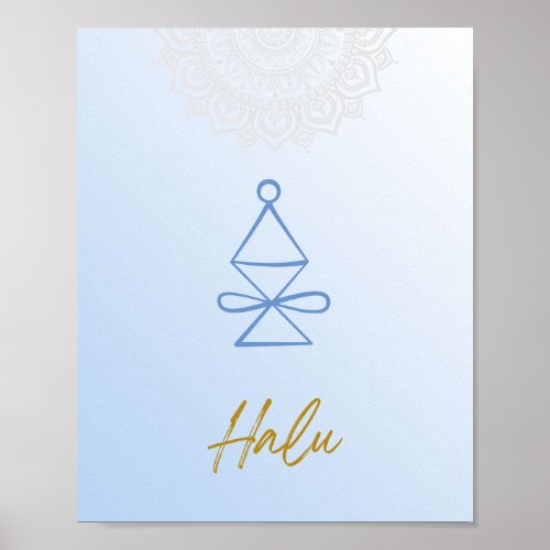 Karuna Reiki Halu Mandala Sky Blue Poster