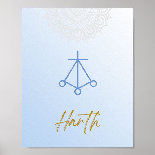 Karuna Reiki Harth Mandala Sky Blue Poster