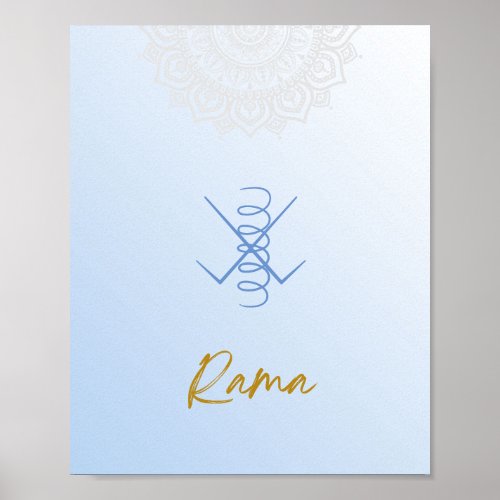 Karuna Reiki Rama Mandala Sky Blue Poster