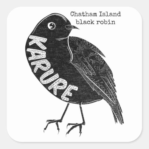 Karure Chatham Island black robin Square Sticker