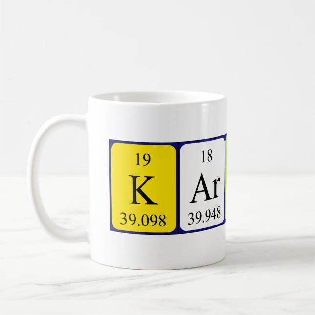 Karynn periodic table name mug (Left)