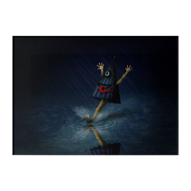 Kasa Obake Japanese Umbrella Ghost Rainy Day Acrylic Print (Front)