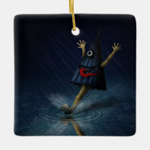 Kasa Obake Japanese Umbrella Ghost Rainy Day Ceramic Ornament