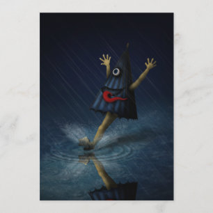Kasa Obake Japanese Umbrella Ghost Rainy Day Invitation