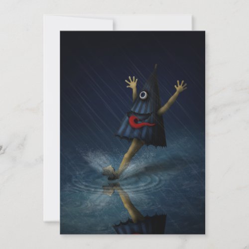 Kasa Obake Japanese Umbrella Ghost Rainy Day Invitation