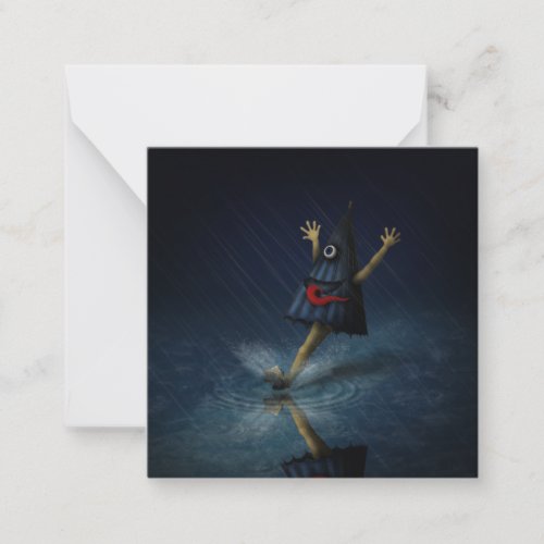 Kasa Obake Japanese Umbrella Ghost Rainy Day Note Card