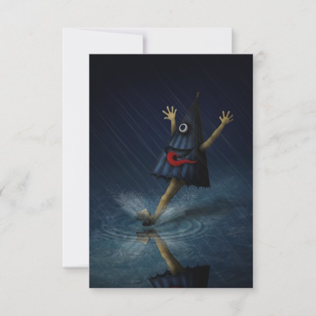 Kasa Obake Japanese Umbrella Ghost Rainy Day Note Card (Front)