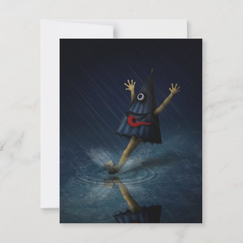 Kasa Obake Japanese Umbrella Ghost Rainy Day Note Card