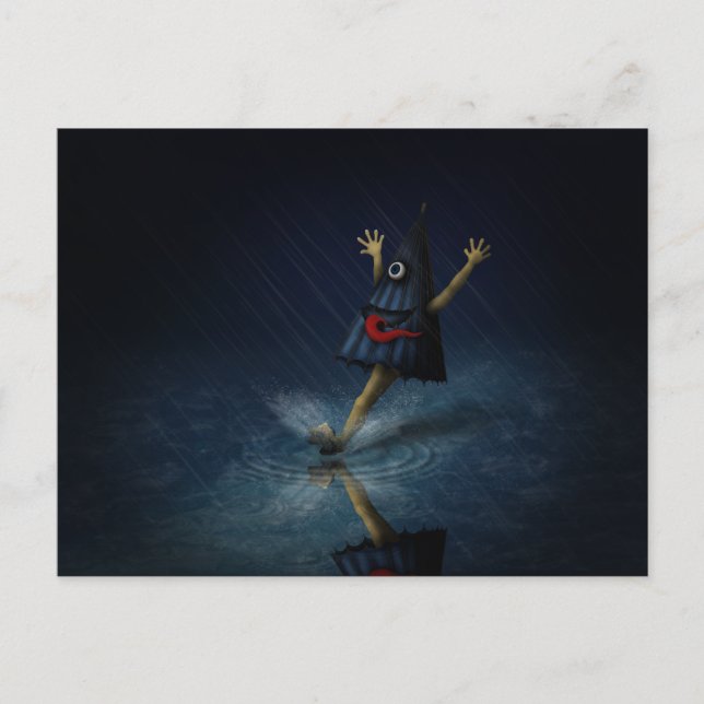 Kasa Obake Japanese Umbrella Ghost Rainy Day Postcard (Front)