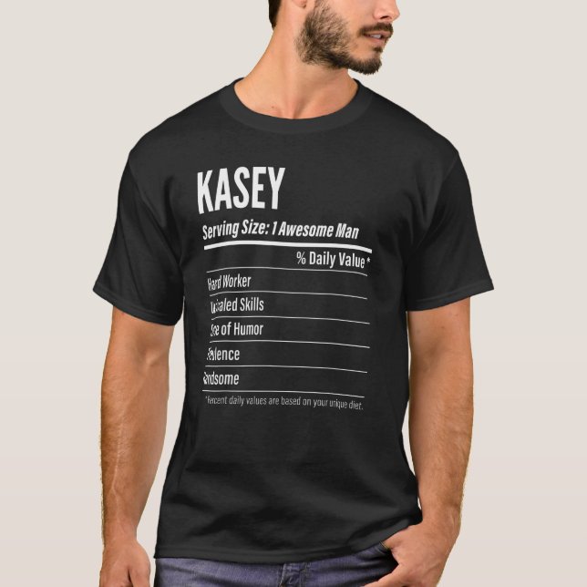 Kasey Serving Size Nutrition Label Calories T-Shirt (Front)
