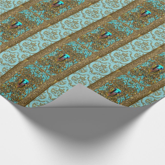Kashafaye Elegant Victorian Glossy Monogram Wrapping Paper (Corner)