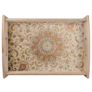 Kashan Poshti Central Persian Rug Print Serving Tray
