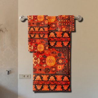 Kashi  carpet look in vibrant oranges