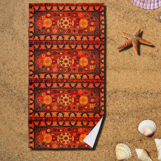 Kashi  carpet look in vibrant oranges