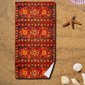 Kashi  carpet look in vibrant oranges
