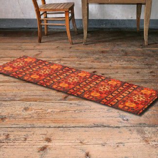 Kashi  carpet look in vibrant oranges