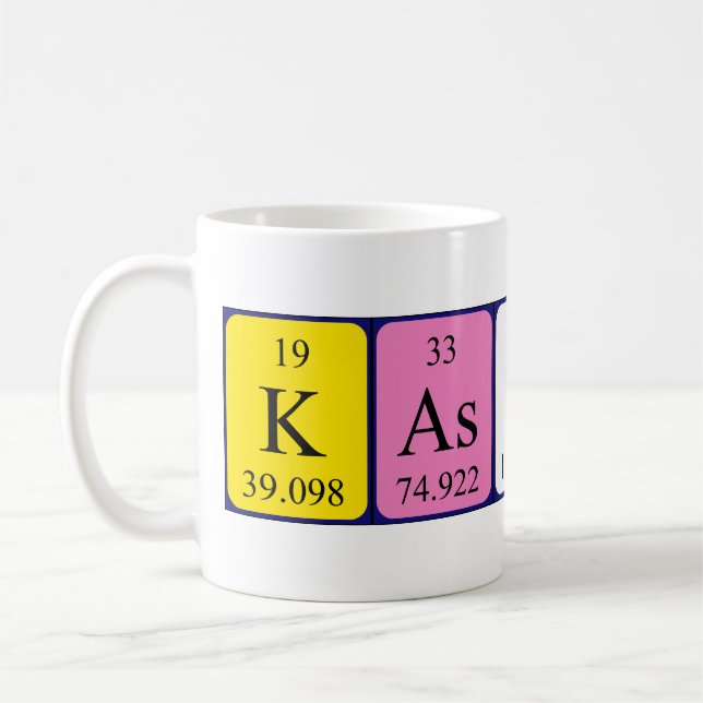 Kashif periodic table name mug (Left)