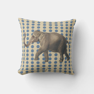 Kashmir Blue Spice Moods Dots with Elephant Throw Pillow