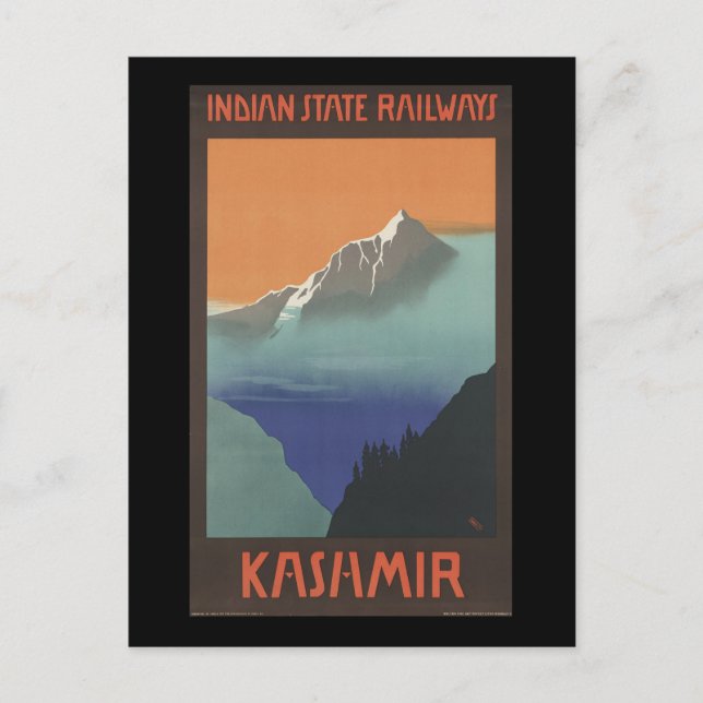 Kashmir Indian State Railways Postcard (Front)