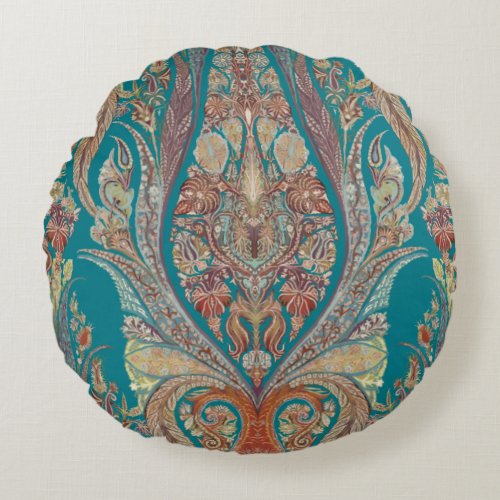 Kashmir Pattern Tribal Boho Bohemian Paisley Art Round Pillow